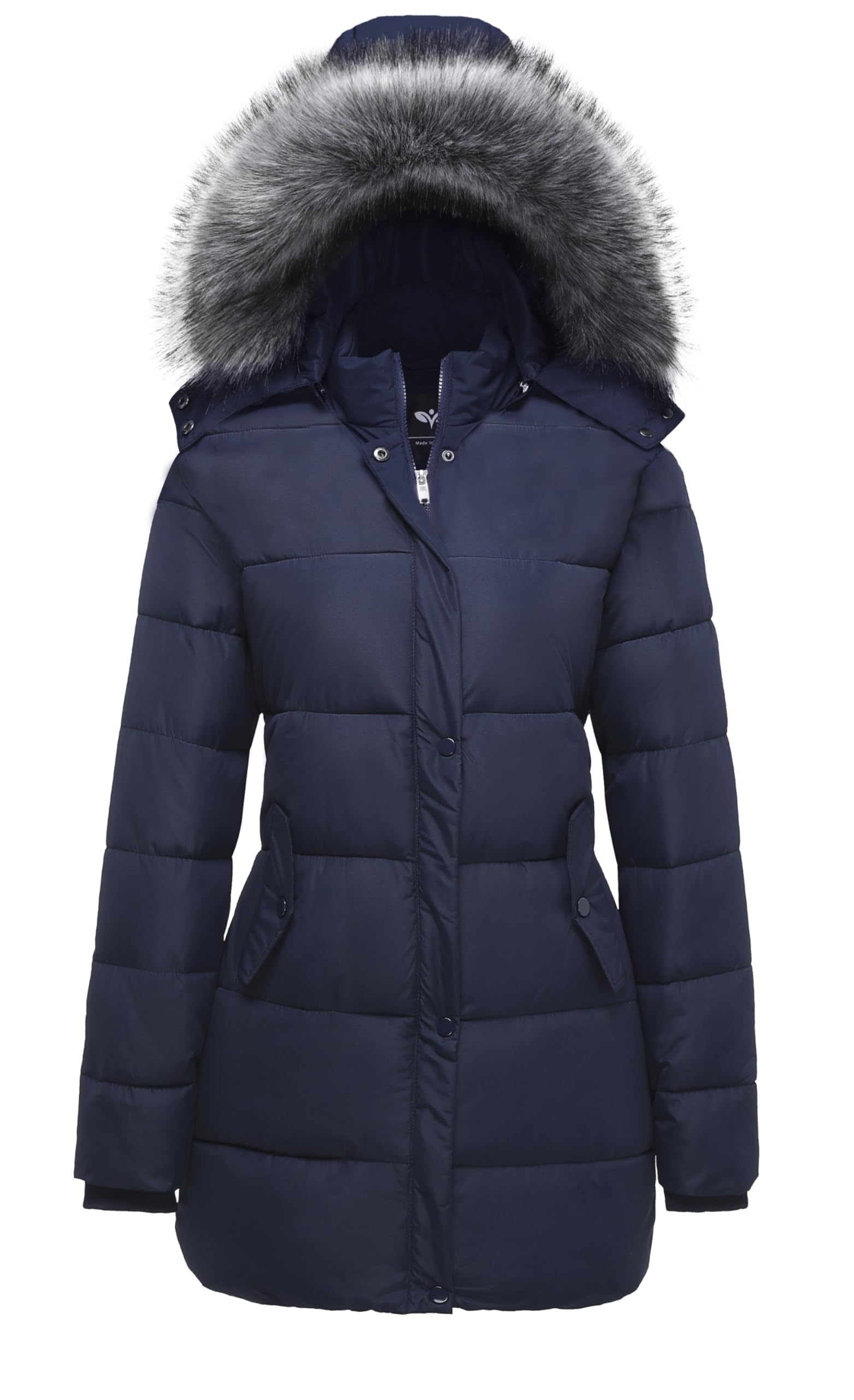 GGleaf Women's Winter Thicken Puffer Coat Warm Snow Jacket with Fur Removable Hood